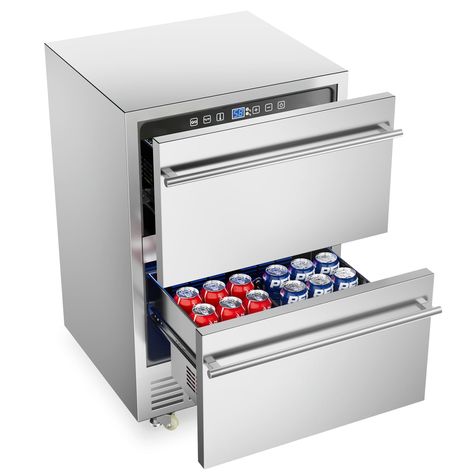 Outdoor Beverage Refrigerator, Stainless Steel Under Counter Beer Beverage Fridge, Indoor/Outdoor Beverage Refrigerator Beer Cooler, Built-in/Freestanding 【Outdoor Rated Stainless Steel Refrigerator & Safety Design】- The beverage fridge housing boasts… Beverage Refrigerator Under Counter, Drawer Fridge, Drink Fridge, Fridge Drawers, Beverage Coolers, Portable Dishwasher, Undercounter Refrigerator, Under Counter Fridge, Beverage Fridge