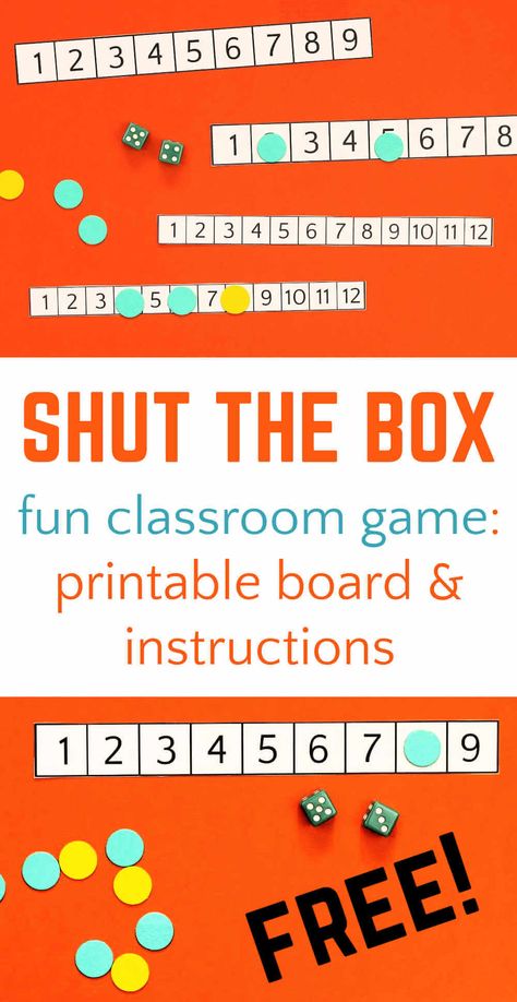 Math Game Printable, Shut The Box Game Diy, Gen Math, Mountain Classroom, Number Line Games, Small Group Math Activities, Shut The Box Game, Junior High Math, 2nd Grade Math Games