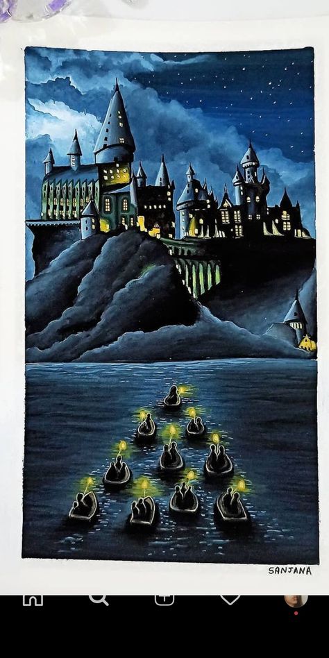 Harry Potter Hogwarts Painting, Hogwarts Canvas Painting, Hogwarts Drawing Ideas, Simple Harry Potter Painting, Harry Potter Castle Painting, Hogwarts Acrylic Painting, Harry Potter Hogwarts Drawing, Harry Potter Acrylic Painting Easy, Hogwarts Art Draw