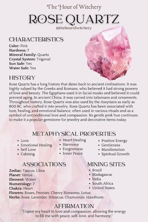 Energy Stones Crystal Healing, Crystals Rose Quartz, Rose Quartz Meaning, Crystal Healing Chart, Raw Crystal Ring, Crystal Power, Crystals Healing Properties, Spiritual Crystals, Crystal Therapy