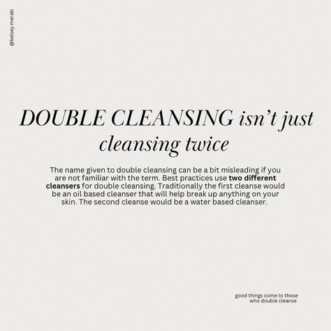 Double cleansing is the BASIS to any quality skin care regimen. You know when you come in for an appointment & your skin feels literally 10x better after the first couple of minutes? That’s because you just got the best double cleanse ever. I want you to be able to take that fresh face feeling home with you. Check out my best double cleansing tips & a couple of my fave double cleansing duos! Facial Post Ideas, Esthetician Office, Esthetician Inspiration, Esthetician Quotes, Double Cleanse, Esthetician Marketing, Skin Facts, Esthetician Room, Skin Aesthetics