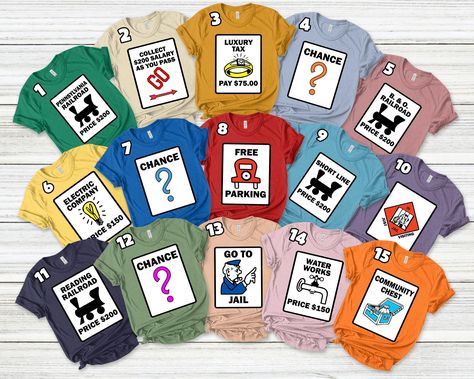 Monopoly Game Halloween Costume Shirt/monopoly Game Cards Cosplay Monopoly Costume, Monopoly Theme, Office Halloween Costumes, Halloween Costumes For Family, Monopoly Game, Funny Game, Costume Shirts, Game Costumes, Group Shirts