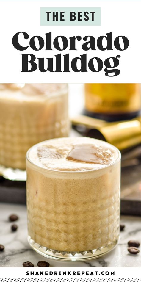 The Colorado Bulldog is a creamy and sweet coffee-flavored mixed drink that is smooth and easy to drink. Its a variation of a White Russian and one of the most popular Kahlua drinks. Bulldog Recipe, Porch Drinks, Colorado Recipes, Alcohol Desserts, Colorado Bulldog, Sweet Alcoholic Drinks, Kahlua Drinks, White Russian Recipes, Specialty Drinks