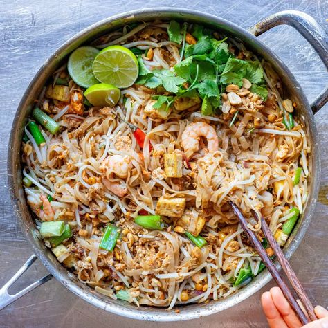 Mob — Prawn Pad Thai Prawn Pad Thai, Onion Sprouts, Pad Thai Sauce, Pad Thai Recipe, Thai Recipe, Pickled Radishes, Tamarind Paste, Bean Curd, Healthy Lunch Recipes