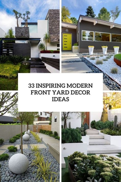 Modern Landscaping Front Yard, Front Yard Planters, Modern Landscape Design Front Yard, Front Yard Decor, Modern Front Yard, Stone Landscaping, Modern Backyard Landscaping, Minimalist Garden, Front Yard Design