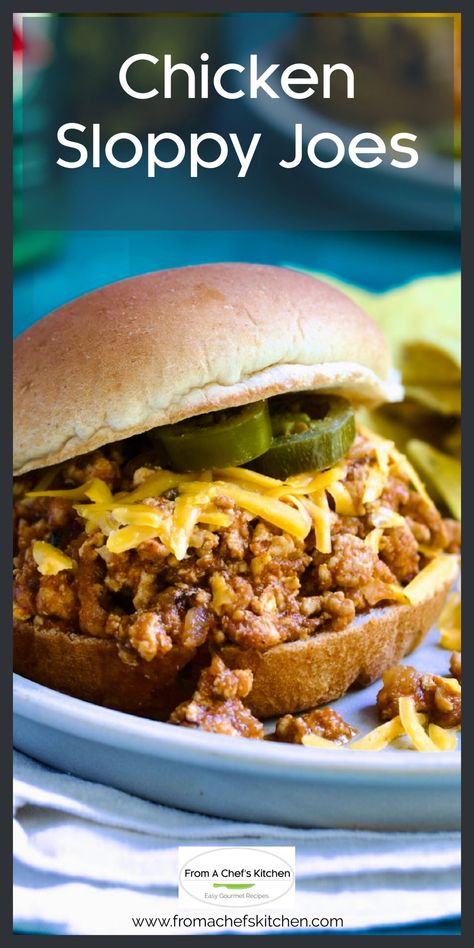 Ground Chicken Sloppy Joes, Chicken Sloppy Joe Recipe, American Sandwich, Chicken Sloppy Joes, Sloppy Joes Recipe, Vegetarian Sandwich, Tailgating Recipes, Chef's Kitchen, Savory Chicken