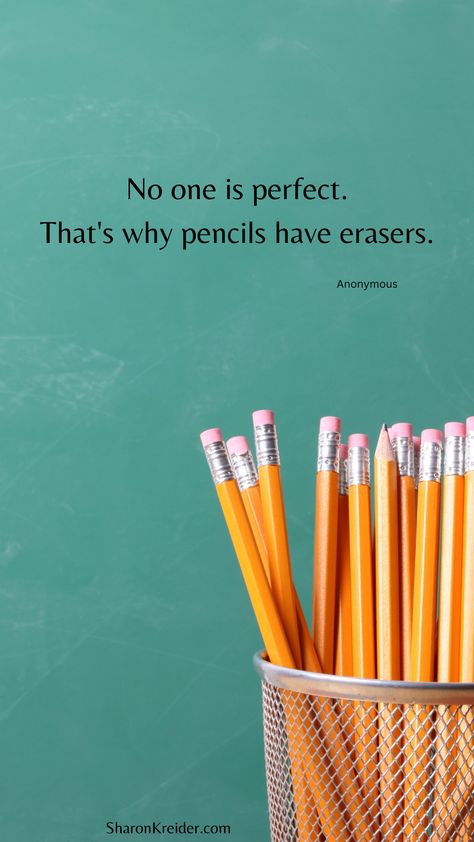 Inspirational quote for authors and writers: No one is perfect. That's why pencils have erasers. #inspirationalquotes #pencils #writers #imperfection Stationary Lover Quotes, Eraser Quotes, Pencil Quotes, Stationery Quotes, Stand Quotes, Optimism Quotes, Pencil Organizer, No One Is Perfect, Writer Quotes