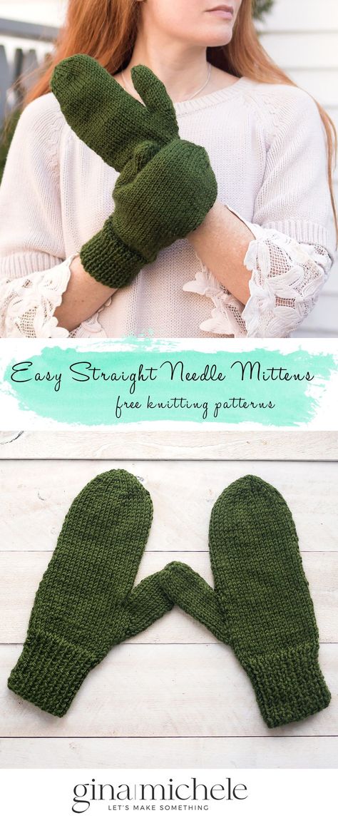 Simple Knit Mittens, Mittens Knitted On 2 Needles, Knit Wool Mittens, Free Knitting Patterns For Mittens, Free Easy Knitted Mitten Patterns, Mitten Pattern Knitted, 4 Needle Mittens Free Knitting, Straight Needles Knitting Patterns, Beginner Mittens Knitting Pattern Free