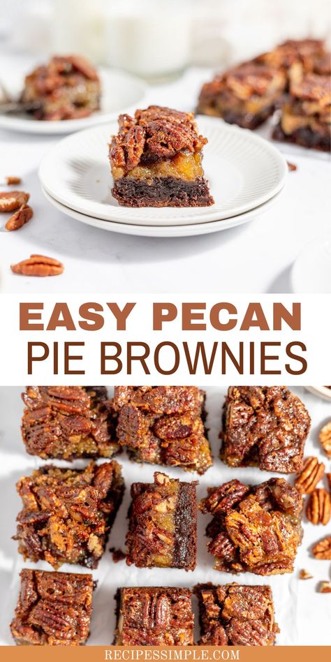 These Pecan Pie Brownies are a delicious dessert that combines the richness of chocolate brownies with the classic sweetness of pecan pie. Pecan Pie Brownies From Scratch, Pecan Pie Brownies With Box Brownies, Chocolate Pecan Cobbler, Brownie Pecan Pie, Pecan Brownies Recipe, Cake Like Brownies, Pecan Pie Brownies, Pecan Brownies, Pecan Cobbler