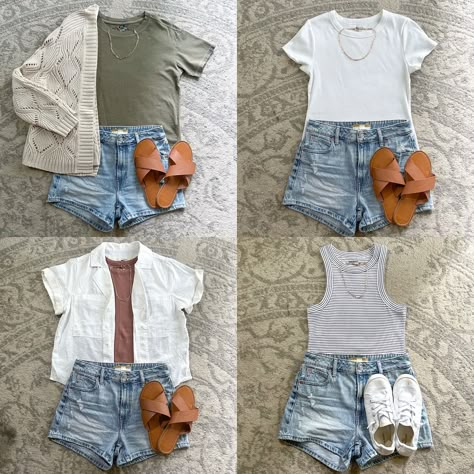 A few weeks ago I posted 8 easy outfit ideas with Jean shorts for Summer. Here is what I did. I took those collages and pulled what I have in my closet to recreate the looks! . Want to recreate the same looks too?? Comment SHOP below to receive a DM with the link to shop this post on my LTK ⬇ https://liketk.it/4KkNu . . . . . . . . . . . . . . . #oldnavy #outfitstocopy #shoppingmycloset #shoppingmywardrobe #outfitrepeater #intentionalshopping #intentionalstyle #styleover30 #fashionover30 #o... Simple Denim Shorts Outfits, Outfit Ideas With Jean Shorts, Casual Jean Shorts Outfit, Jean Shorts Outfit Summer, Summer Outfits Easy, Summer Jean Shorts Outfit, Easy Outfit Ideas, Wardrobe Minimalist, Old Navy Outfits