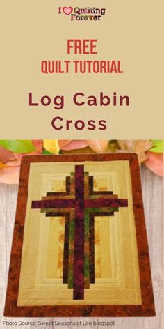 Log Cabin Cross Quilt, Easter Quilts Wall Hangings, Cross Quilt Pattern, Quilt Butterfly, Quilted Wall Hangings Patterns, Free Quilt Tutorials, Hanging Craft Ideas, Log Cabin Quilt Pattern, Log Cabin Quilt Blocks