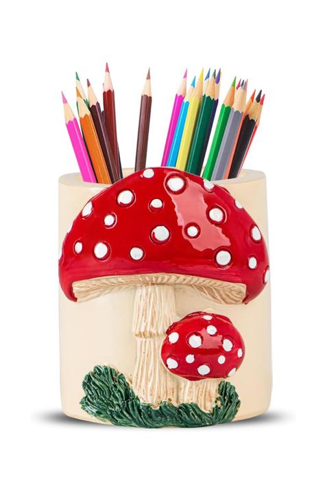 goblincore inspo, fairy home decor, organization ideas, forest aesthetics #moodfinds #goblincore #homedecor #mushrooms #fairycore #affiliate Desk Pencil Holder, Resin Desk, Organizer For Desk, Pencil Holders For Desk, Color Desk, Multipurpose Desk, Pen Organizer, Cottage Core Decor, Cottagecore Art