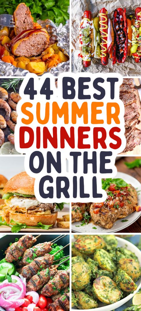 44 easy summer grilling recipes for dinner to make for your friends and family! Easy grilling recipes simple healthy, grilled dinner ideas summer easy, summer grilling recipes dinner meals, what to grill for dinner meat, grill meals for a crowd, grilled food ideas outdoor, cookout food, bbq menu, man food, dinners on the grill ideas, summer dinner ideas grill bbq, summer grill recipes. Best Grill Meals, Cooking On The Grill Ideas, Grilling Out Ideas, Things To Make On The Grill, Lunch Grill Ideas, Healthy Grill Meals, Good To Grill, Grill Dinner Ideas Summer, What To Grill For Dinner Summer