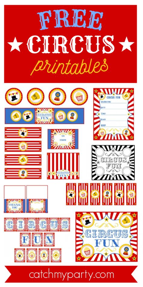 Download These FREE Circus Printables for a Fun Party! Carnival Printables, Circus Printables, Circus Ideas, Circus Birthday Party Theme, Carnival Tickets, Carnival Birthday Party Theme, Diy Carnival, Circus Carnival Party, Carnival Decorations