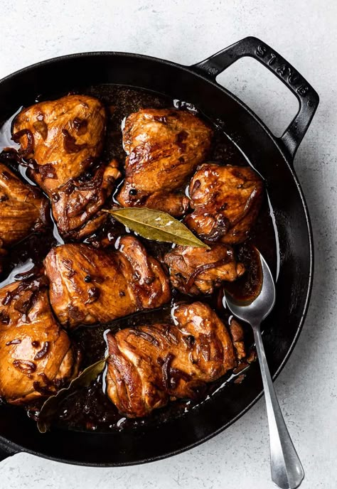 Filipino Chicken Adobo - Sandra Valvassori Chicken Adobo Filipino, Dinner Recipes For Family Easy, Adobo Recipe, Chicken Adobo, Grilled Chicken Thighs, Dinner Recipes Chicken, Adobo Chicken, Summer Grilling Recipes, Dinner Recipes For Family