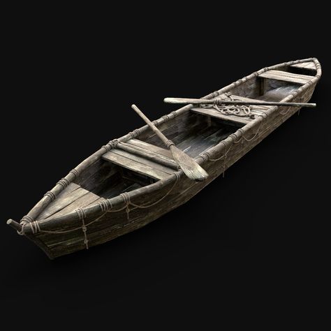 ArtStation - Long Wooden Boat, Enterables Props Modeling, Game Props, River Fishing, Lake Fishing, Watercraft, Prop Design, Fishing Boat, Pirate Ship, Wooden Boats