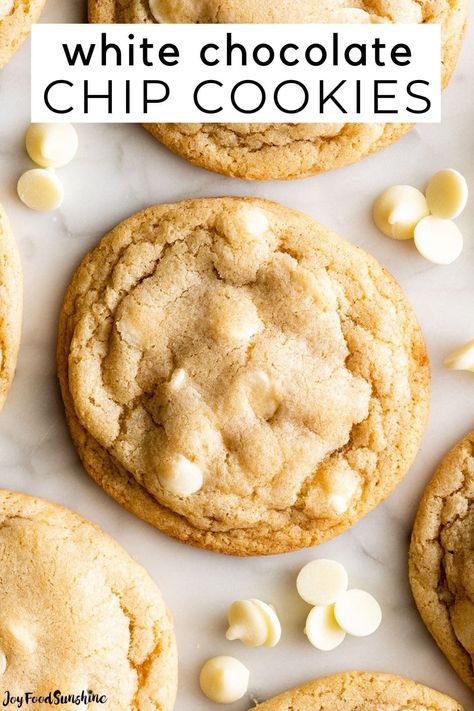 White Choc Chip Cookies, White Chocolate Chips Recipes, White Chocolate Cookie Recipes, White Chocolate Chip Cookies Recipes, Choc Chip Cookie Recipe, Chewy Peanut Butter Cookies, White Chocolate Chip, White Chocolate Cookies, White Chocolate Chip Cookies