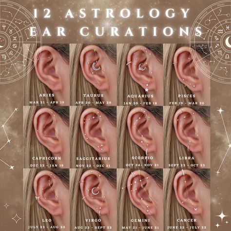 12 Astrology Constellation Ear Piercing Curation Ideas - Impuria Earrings – Impuria Ear Piercing Jewelry Aquarius Constellation Ear Piercing, Taurus Constellation Ear Piercing, Aquarius Piercing Ear, Aquarius Constellation Piercing, Virgo Constellation Ear Piercing, Virgo Ear Piercing, Scorpio Ear Piercing, Leo Constellation Ear Piercing, Libra Piercing Ear