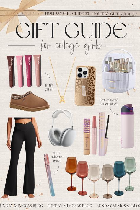 Looking for the best Christmas gifts for college girls!? We're sharing all the best gifts for girls in their 20s. From gorgeous colored wine glasses and crossover flare leggings to the best noise canceling headphones and trendy beauty products that she's guaranteed to LOVE. We'll help you find the perfect gift ideas for college girls this holiday season! Wishlist 2024 Ideas, Christmas Gifts For 20 Somethings, Gifts For That Girl, Gift For Girls Ideas, Christmas Gifts For 17 Year Girl, Girly Presents, Christmas Ideas For Girls, Beauty Gift Ideas, Gift Ideas Friends