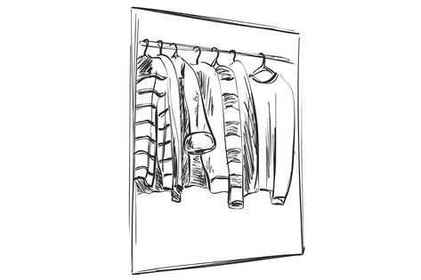 Clothes Hanger Drawing, Wardrobe Sketch, Drawing Help, Clothing Brand Logos, Brand Logos, Drawing Clothes, Wedding Invite, Clothing Rack, Clothes Hanger