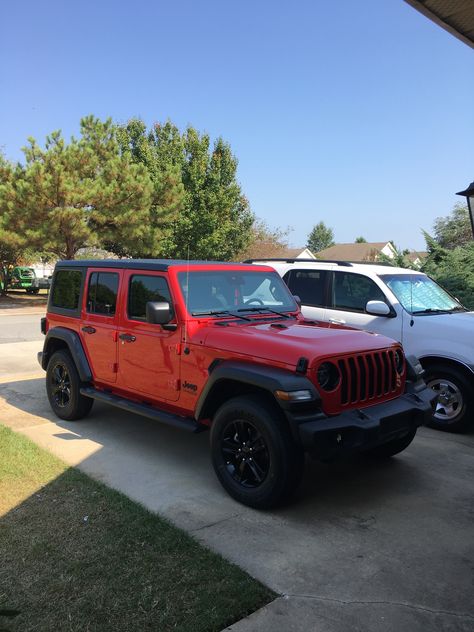 Firecracker Red Jeep Wrangler, Red Jeep Wrangler Aesthetic, Red Jeep Aesthetic, Devney Perry Aesthetic, Red Jeep Wrangler Unlimited, Jeep Sahara Unlimited, Dynasty House, Four Door Jeep Wrangler, Jeep Wrangler Lights