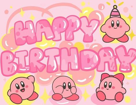 Happy Birthday 手書き, Happy Birthday Doodles, Happy Birthday Drawings, Birthday Doodle, Cute Happy Birthday, Birthday Card Drawing, Kirby Art, Seni Dan Kraf, Hello Kitty Drawing