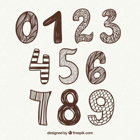 Hand Drawn Numbers, Number Doodles, Number Lettering, Tropical Flowers Illustration, Birthday Doodles, Metal Numbers, Birthday Doodle, Lettering Styles Alphabet, Hand Lettering Drawing