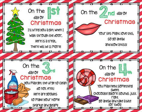 This page contains affiliate links.  Read Full Disclosure We have so much fun with the Twelve Days of Christmas theme! I start on December 1st with my own kiddos, and this book gets them so excited… Secret Santa Poems, Santa Tags, 12 Days Of Xmas, Christmas Freebie, Santa Ideas, Christmas Note Cards, Teachers Appreciation, Christmas Note, Free Cards