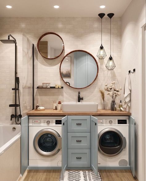 Beautiful Small Bathroom Ideas, Laundry Room Storage Cabinet, Organization Laundry Room, Beautiful Small Bathrooms, Organization Laundry, Laundry Nook, Laundry Room Lighting, Laundry Room Flooring, Laundry Room Closet