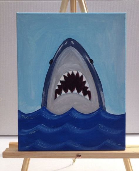 Kids Canvas Painting, Shark Painting, Kids Nursery Art, Painting School, Kids Canvas Art, Kids Canvas, Easy Canvas Art, Cute Canvas Paintings, Easy Canvas Painting