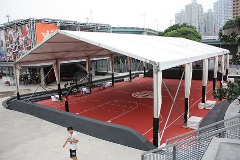 #DcTent provides safest and Lightweight #LargeTent  which is most cost-effective solutions for sports court.The high roof of our sports tent offers large space for various sporting events and most of all, our structures are re-locatable. Sports Tent, Marquee Tent, Retail Architecture, Indoor Basketball Court, Tent Material, Large Tent, Cool Tents, Tent Sale, Sport Court