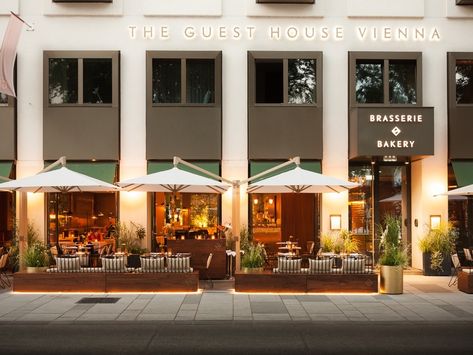 Gallery - The Guesthouse Vienna Outdoor Chairs Design, Cafeteria Design, Hotel Facade, Vienna Hotel, Small Boutique Hotels, Terrace Restaurant, Luxury Bar, Best Boutique Hotels, Resort Design