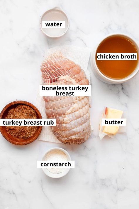 Slow Cooker Boneless Turkey Breast - iFoodReal.com Turkey Breast In Slow Cooker, Turkey Breast In The Oven, Slow Cooker Boneless Turkey Breast, Small Thanksgiving Dinner, Turkey Breast With Gravy, Reheat Turkey, Boneless Turkey Breast, Small Thanksgiving, Turkey Breast Crockpot