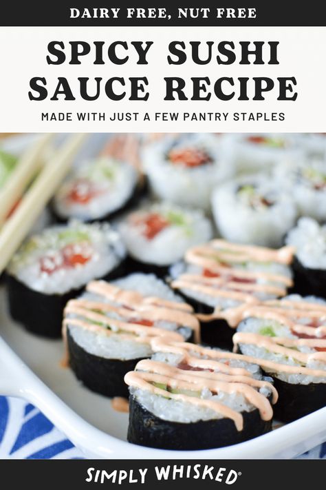 Making your own sushi at home? You don't want to skip the spicy sushi sauce for those tuna rolls. It's easy to make and requires a few ingredients. It will take your next at-home sushi night to a new level. Spicy Sushi Sauce, Spicy Sushi, Next At Home, Make Your Own Sushi, Sushi At Home, Sushi Night, Few Ingredients, Nut Free, Asian Food