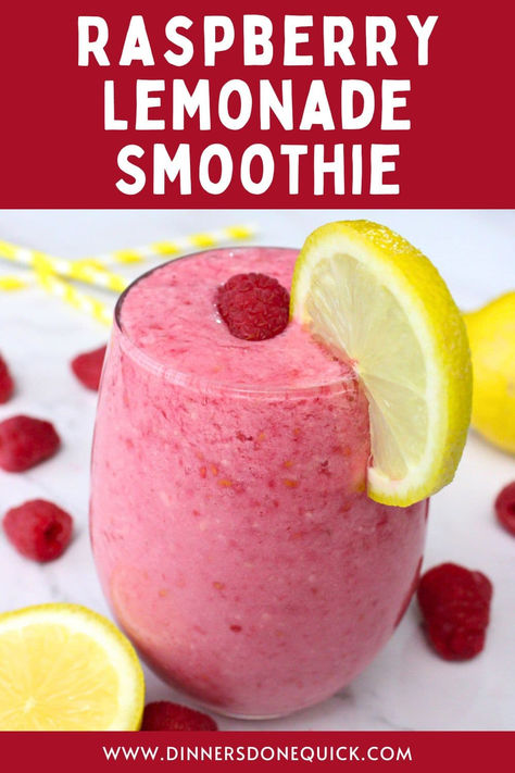 This easy 4 ingredient raspberry lemonade smoothie recipe is a refreshing blend of sweet raspberries, tart lemon, and creamy banana, perfect for beating the summer heat! Enjoy it for breakfast or as an afternoon snack that's bursting with natural fruit flavors. Plus, it's low fat, vegetarian, gluten-free, and vegan-friendly. Discover how to customize this smoothie with my ingredient tips, substitutions, and FAQs. Pin it now and enjoy a taste of summer in every sip! Raspberry Smoothie Recipes Easy, Smoothie Recipes Raspberry, Fruit Smoothie Recipes Healthy Easy, Raspberry Smoothie Recipes Healthy, Valentine's Drinks, Lemonade Smoothie Recipes, Lemon Smoothie Recipes, Apartment Meals, Raspberry Smoothie Recipes