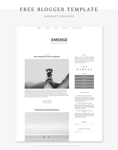 Free blog template for Blogger user. Featuring minimal and responsive layout, Best for Beauty, lifestyle, hobby and business bloggers. Personal Blog Design, Blog Template Design, Blog Post Layout, 블로그 디자인, Blogspot Template, Blog Layout Design, Blog Templates, Blog Website Design, Free Blogger Templates