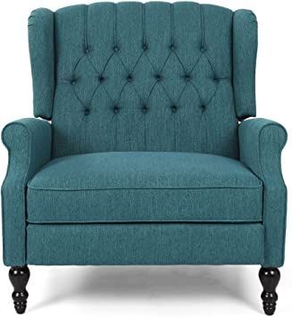 Christopher Knight Home Salome Push Back Recliner, Teal, Dark Brown Wingback Recliner, Contemporary Recliners, Recliner Chairs, Tufted Arm Chair, Stylish Chairs, Christopher Knight, Christopher Knight Home, Sit Back And Relax, Tufting Buttons