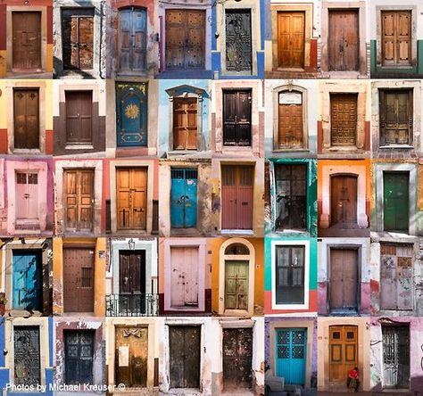 Typology of doors in Guanajuato, Mexico. Photography by Michael Kreuser. Typologies Photography, Typology Photography, Door Photography, Mexico Photography, Narrative Photography, A Level Photography, Collections Photography, Object Photography, Photography Series