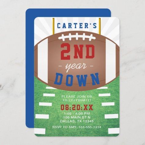 Football Themed Birthday Party, 4th Birthday Invitation, 3rd Birthday Invitation, Football Theme Birthday, Sports Birthday Invitations, Football Birthday Party, Boy Birthday Party Themes, Third Birthday Party, 1st Birthday Party Invitations