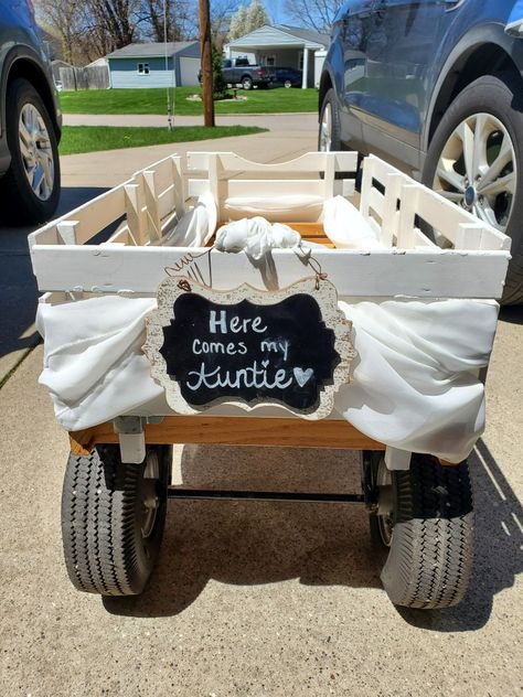 Wagon Ideas For Wedding, Wedding Wagon Ideas, Wagons For Weddings, Wagon For Wedding Baby, Wedding Wagons For Flower Girl, Flower Girl Wagon, Wedding Wagon, Wagon For Wedding, Newborn Flower