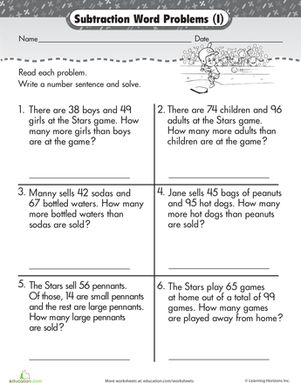 Wordy Word Problems: Subtraction #1 | Worksheet | Education.com Math Word Problems 2nd, Word Problems 2nd Grade, Money Word Problems, Problem Solving Worksheet, Multi Step Word Problems, Multiplication Word Problems, Addition Words, Addition Word Problems, Subtraction Word Problems