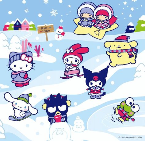 Christmas Penpal, Sanrio Winter, Christmas Sanrio, Sanrio Christmas, Hello Kitty Friends, Kawaii Christmas, Hello Kitty Drawing, Hello Kitty Christmas, Sanrio Wallpaper