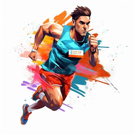 Premium Photo | Runner isolated on white background Muscular sportive man Concept of action Generative Ai Photo Runner, Runner Illustration, Marathon Poster, Athlete Running, Marathon Posters, Sports Background, Running Posters, Running Photos, Runner Games