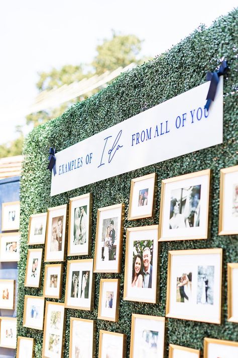 Photos Of Couple Wedding Decor, Our Story Picture Wall Wedding, Wedding Guest Photo Wall, Weddings Through The Years Display, Wedding Picture Board Display, Photo Wall At Weddings, Generation Wedding Pictures Display, Wedding Photo Station Backdrop, Wedding Memory Wall