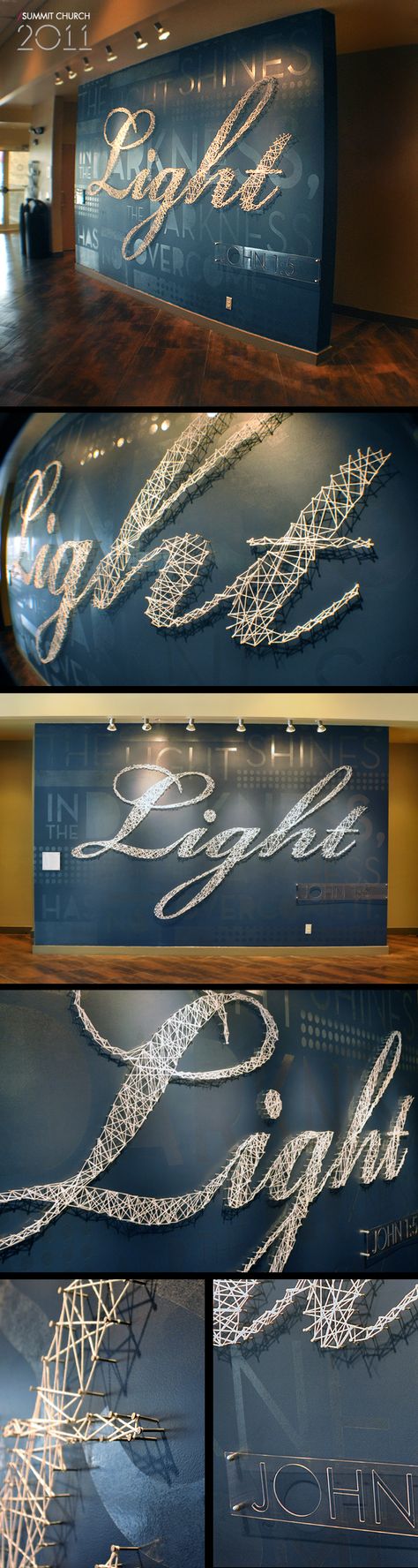 I love going through design ideas and seeing things at places i already go - Summit Church Installation by Jeremy Kennedy Type Layout, Fasad Design, Environment Inspiration, Typographie Inspiration, Church Stage Design, Youth Room, Church Stage, Design Letters, Church Interior