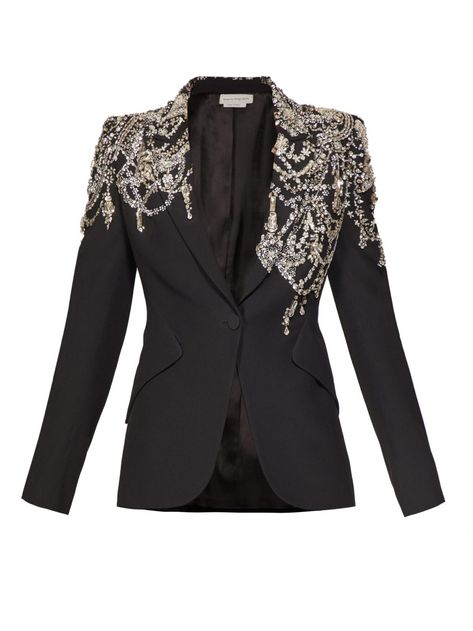 Alexander McQueen’s Embellished Leaf Blazer Jacket Black Cami Top, Crepe Blazer, Blue Ivy, Black Camis, Looks Chic, Fashion Pattern, Stage Outfits, Fesyen Wanita, Moda Fashion