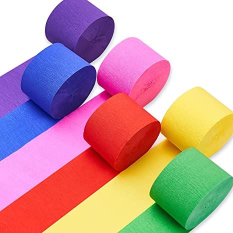 Amazon.com: PartyWoo Crepe Paper Streamers 6 Rolls 492ft, Pack of Gold, Silver and Black Party Streamers for Party Decorations, Birthday Decorations, Wedding Decorations (1.8 Inch x 82 Ft/Roll) : Home & Kitchen Rainbow Theme Party Decorations, Party Streamer, Streamer Party Decorations, Birthday Streamers, Rainbow Party Decorations, Gender Reveal Party Supplies, Crepe Paper Streamers, Rainbow Theme Party, Party Streamers