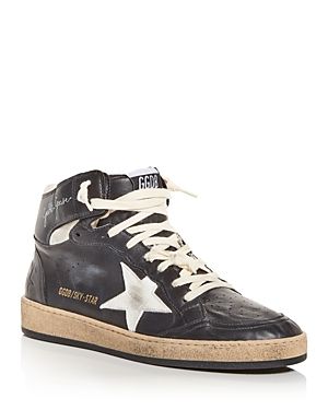 Shop or share your style of the product on ModeSens! Golden Goose Men's Sky Star High Top Sneakers-Men Golden Goose Sky Star, Black Golden Goose, Golden Goose Men, Leather High Tops, Star Logo, Star Sneakers, Colour Star, Distressed Leather, Sneakers Online