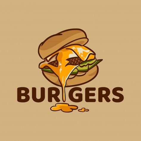 Fast Food Logo Ideas, Fast Food Logo Design Ideas, Food Cartoon Illustration, Sandwich Illustration, Fast Food Illustration, Burger Drawing, Ideas Para Logos, Resep Burger, Burger Vector