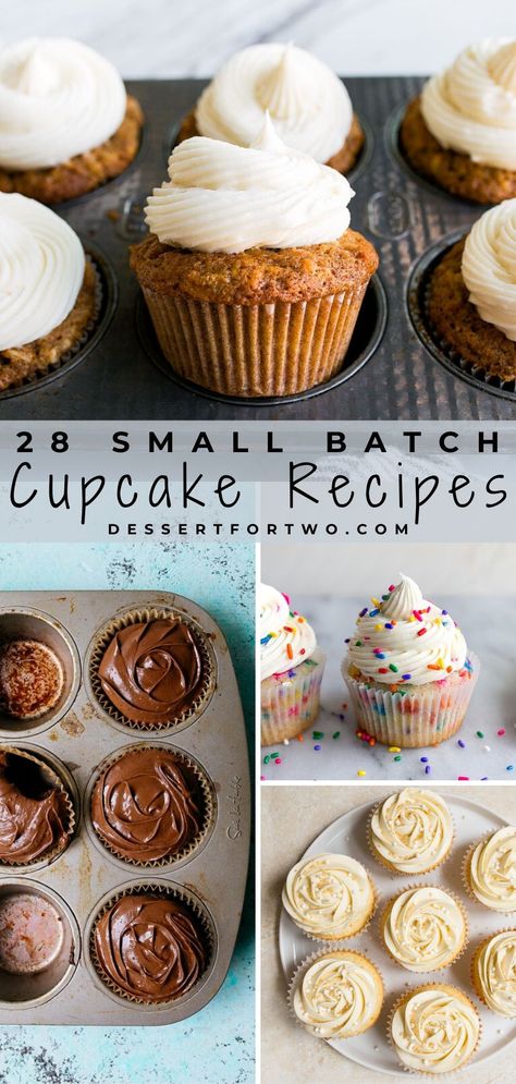 Small Batch Of Cupcakes, Small Batch Vanilla Cupcakes, Cupcakes Small Batch, Small Batch Chocolate Cupcakes, Mini Cupcake Recipes, Small Batch Cupcakes, Cupcakes Lemon, Small Batch Cookies, Small Batch Baking